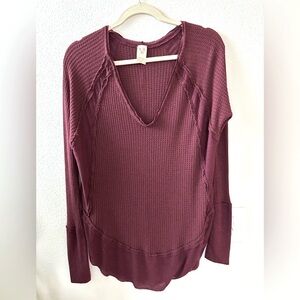 We the Free Burgundy Waffle Top